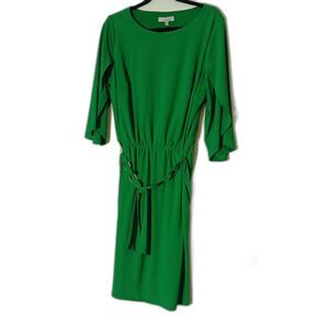 VTG boho midi dress women 1X NWT green Ruffle Cottagecore Revival regency chic